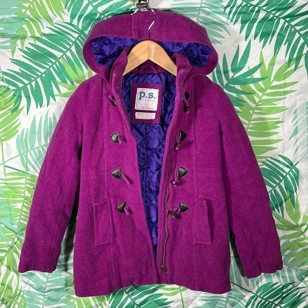 P.S. from aeropostal girls 12 coat - color purple - hoodie